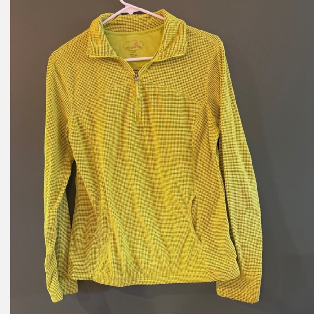 Tangerine brand woman’s lime green half zip lightweight sweatshirt
